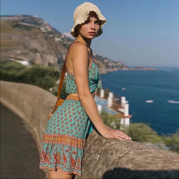 Paisley Boho Floral Gypsy Print Skirt Tassel Pink - Picture 10 of 12